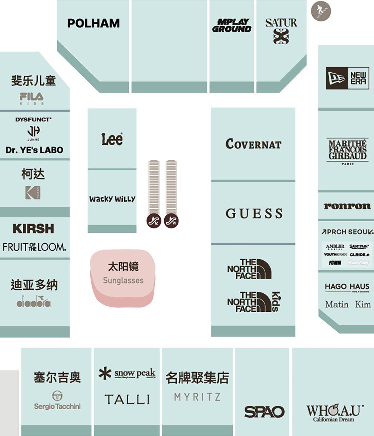 新罗爱宝客免税店4F品牌分布图