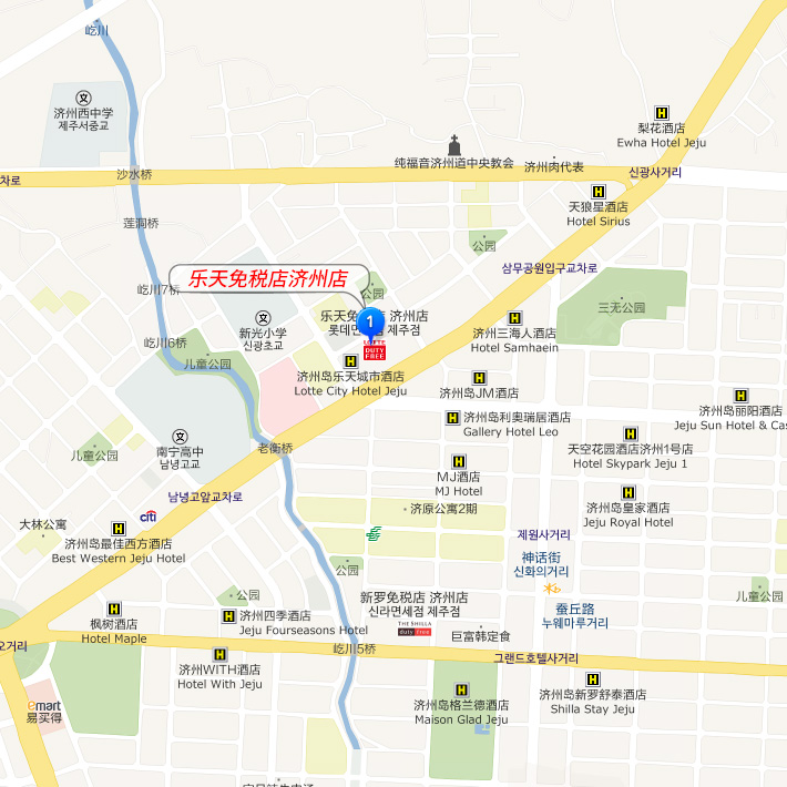 韩国乐天免税店济州店地图