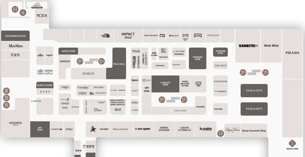 韩国乐天免税店釜山店8F品牌