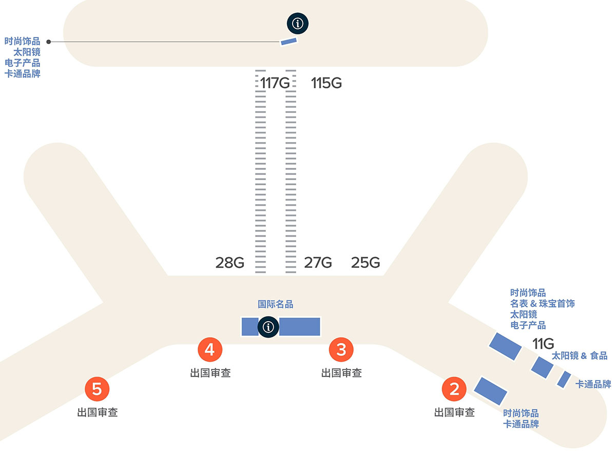新世界仁川机场免税店T1航站楼品牌分布图