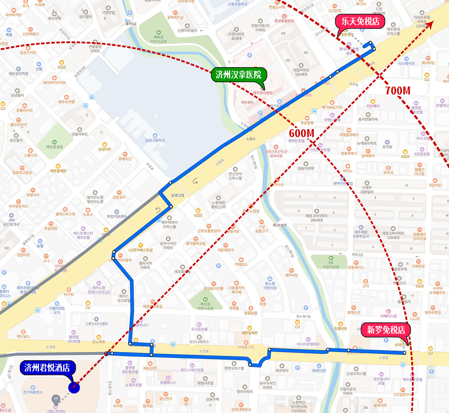 韩国济州岛新罗和乐天免税店地图